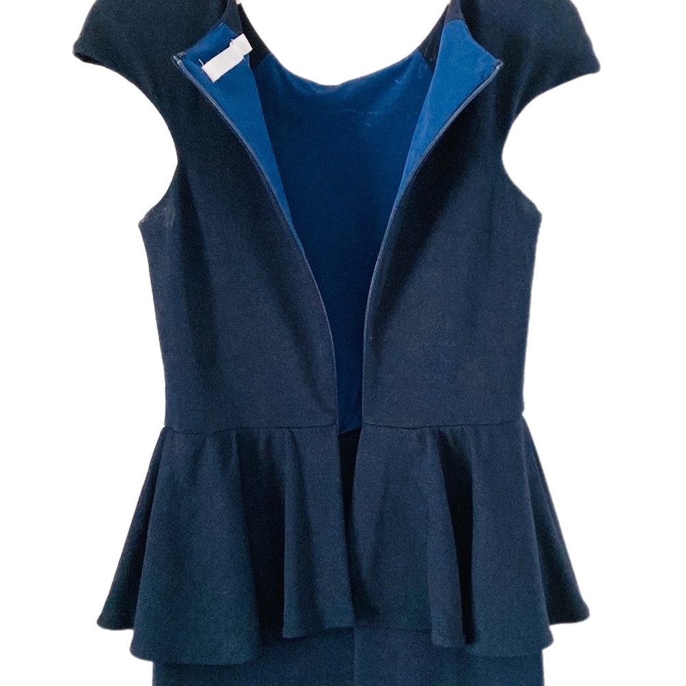 TALULAH stretch knit peplum pencil Dress with ruffle - Picture 4 of 8